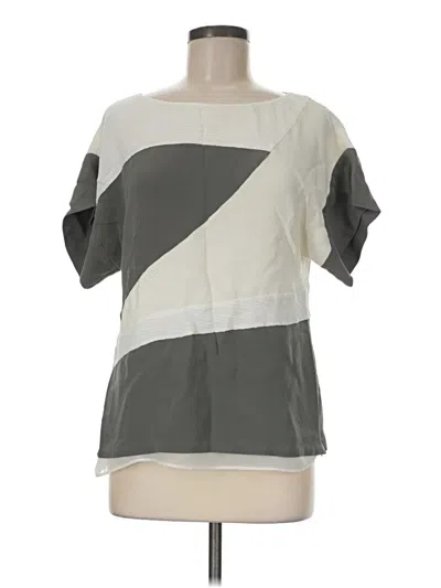 Pre-owned Lafayette 148 Short Sleeve Blouse In Gray