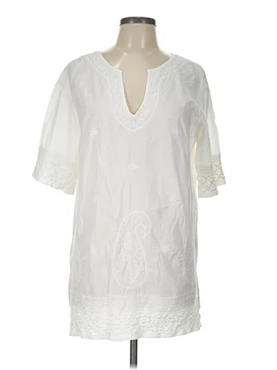 Pre-owned Lafayette 148 Short Sleeve Blouse In Ivory