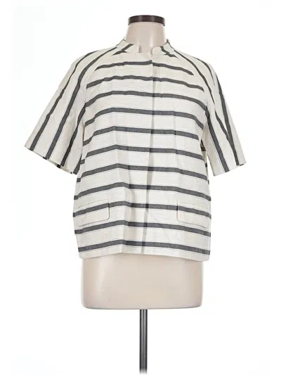 Pre-owned Lafayette 148 Short Sleeve Blouse In Ivory