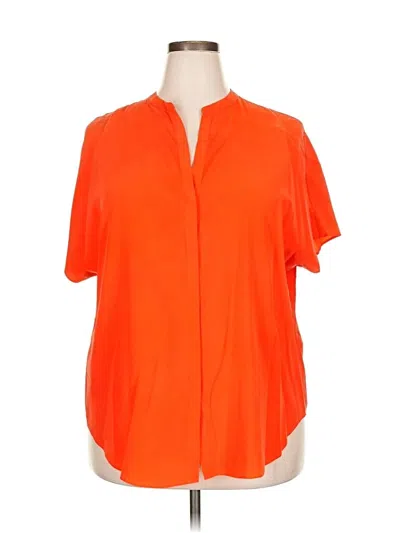 Pre-owned Lafayette 148 Short Sleeve Blouse In Orange