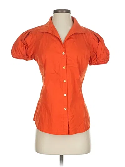 Pre-owned Lafayette 148 Short Sleeve Blouse In Orange