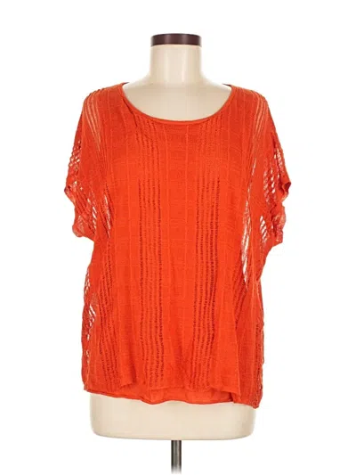 Pre-owned Lafayette 148 Short Sleeve Blouse In Orange