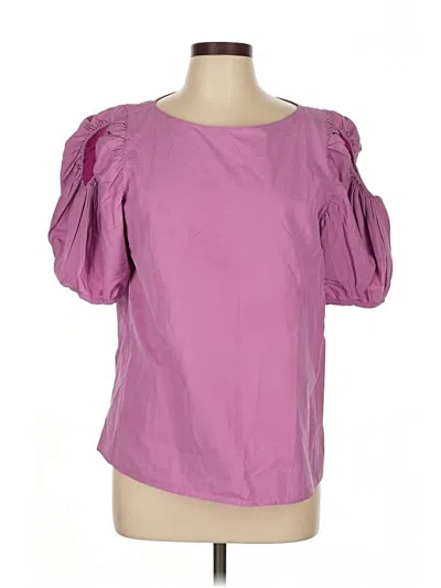 Pre-owned Lafayette 148 Short Sleeve Blouse In Pink