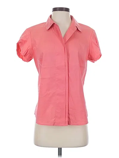 Pre-owned Lafayette 148 Short Sleeve Blouse In Pink