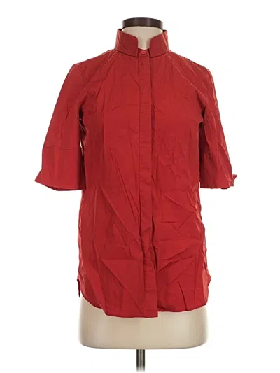 Pre-owned Lafayette 148 Short Sleeve Blouse In Red