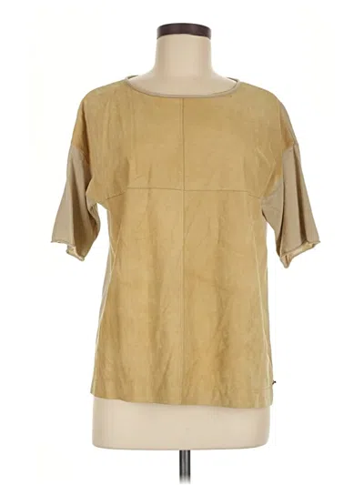 Pre-owned Lafayette 148 Short Sleeve Blouse In Tan