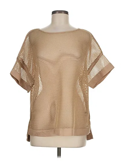 Pre-owned Lafayette 148 Short Sleeve Blouse In Tan