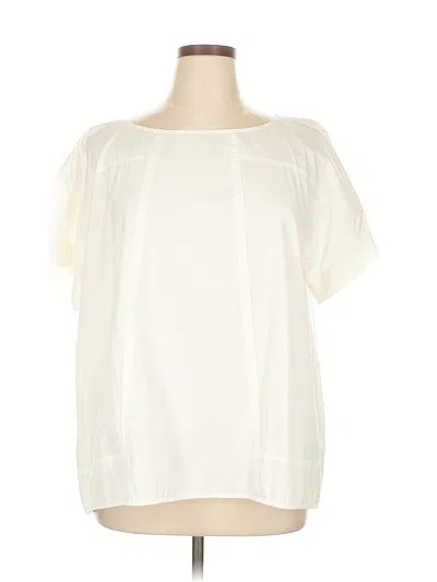 Pre-owned Lafayette 148 Short Sleeve Blouse In White