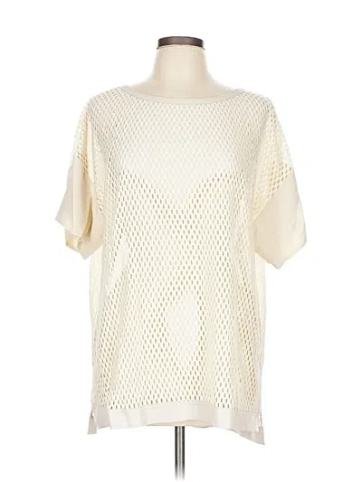 Pre-owned Lafayette 148 Short Sleeve Blouse In White