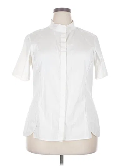 Pre-owned Lafayette 148 Short Sleeve Blouse In White