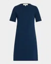 Lafayette 148 Short-sleeve Knit Dress In Lido Blue