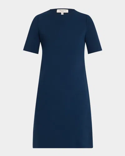 Lafayette 148 Short-sleeve Knit Dress In Lido Blue
