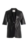 Lafayette 148 Short Sleeve Leather Blazer