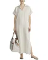 Lafayette 148 New York Short Sleeve Linen & Cashmere-blend Popover Dress In Gray