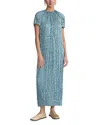 Lafayette 148 Raglan-sleeve Shimmer Plisse Maxi Dress In Lagoon Green