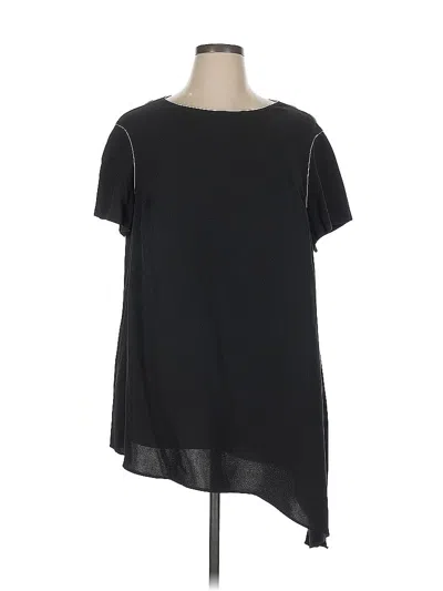 Pre-owned Lafayette 148 Short Sleeve Top Black Scoop Neck Tops