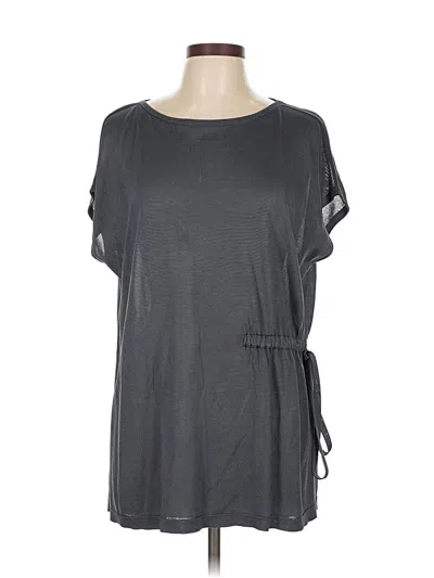 Pre-owned Lafayette 148 Short Sleeve Top Gray Keyhole Neckline Tops