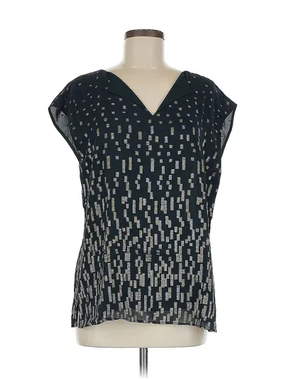 Pre-owned Lafayette 148 Short Sleeve Top Gray V Neck Tops