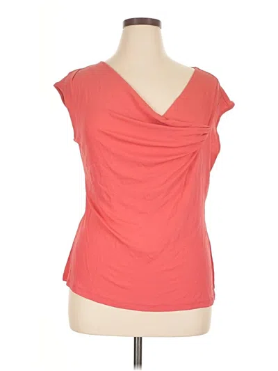 Pre-owned Lafayette 148 Short Sleeve Top Orange Cowl Neck Tops