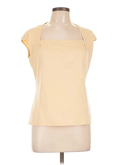 Pre-owned Lafayette 148 Short Sleeve Top Yellow Halter Neckline Tops