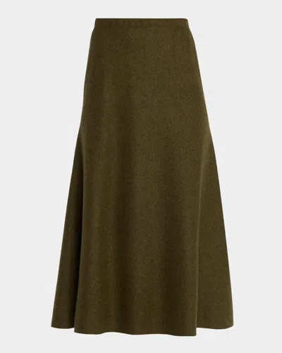 Lafayette 148 Sibel Reversible Wool-cashmere Skirt In Green