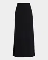 Lafayette 148 Side-slit Wool Maxi Skirt In Black