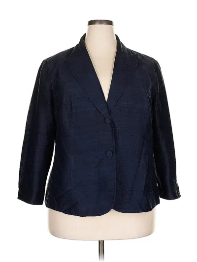 Pre-owned Lafayette 148 Silk Blazer Jacket In Blue