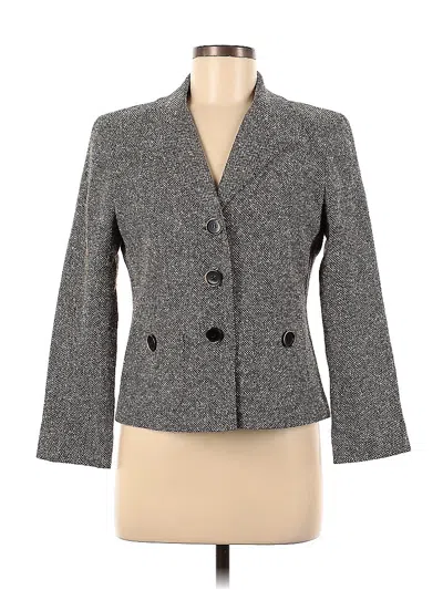 Pre-owned Lafayette 148 Silk Blazer Jacket In Gray