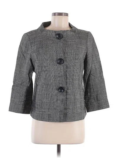Pre-owned Lafayette 148 Silk Blazer Jacket In Gray