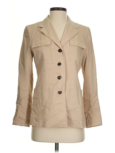 Pre-owned Lafayette 148 Silk Blazer Jacket In Tan