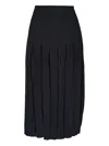 Lafayette 148 Pleated Wool-silk Midi Skirt In Schwarz