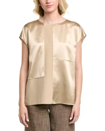 Lafayette 148 Silk Block Panel Dolman Blouse In Gold