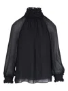 Lafayette 148 New York Hand Smocked Silk Georgette Shirt In Schwarz