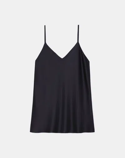Lafayette 148 Silk Charmeuse Bias Tank In Navy