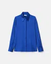 Lafayette 148 Silk Charmeuse French Cuff Blouse In Blue