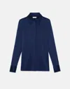 Lafayette 148 Silk Charmeuse Blouse In Blue