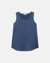 Lafayette 148 Silk Charmeuse Reversible Perla Blouse In Lido Blue