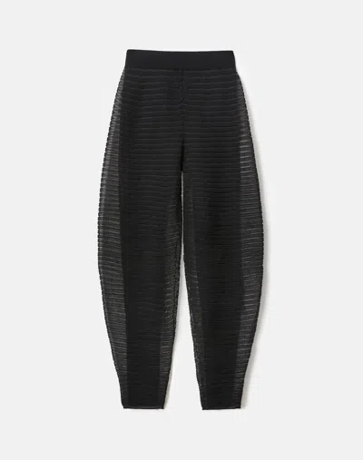 Lafayette 148 Silk Crepe Pleated Balloon Knit Pant In Black