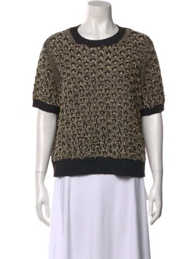 Pre-owned Lafayette 148 Silk Crew Neck Sweater In Black