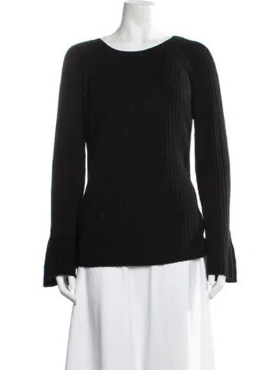 Pre-owned Lafayette 148 Silk Crew Neck Sweater In Black