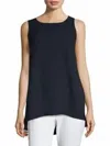 Lafayette 148 Plus-size Silk Double Georgette Sleeveless Blouse In Blue