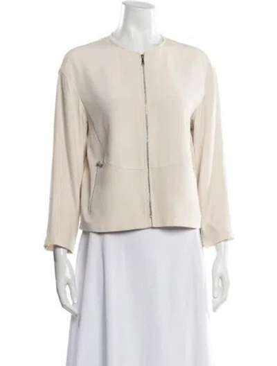 Pre-owned Lafayette 148 Silk Evening Jacket In Neutral