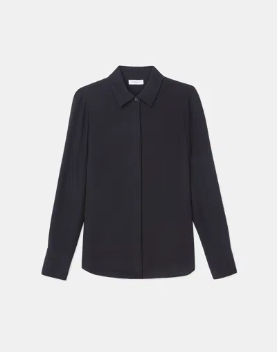 Lafayette 148 Silk Double Georgette Blouse In Black