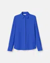 Lafayette 148 Silk Georgette Button Blouse In Blue