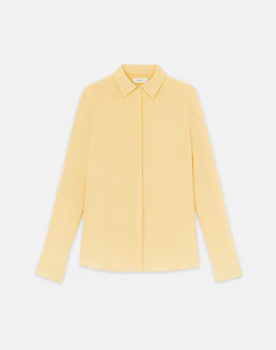 Lafayette 148 Silk Georgette Button Blouse In Canary Yellow