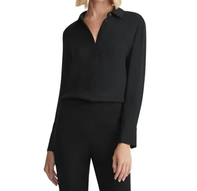 Lafayette 148 Silk Georgette Button Blouse In Black