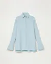 Lafayette 148 Silk Georgette Buttoned Split Cuff Blouse In Venetian Sky