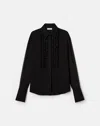 Lafayette 148 Silk Georgette Hand Beaded Ruffled Tuxedo Blouse In Black