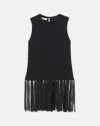 Lafayette 148 Silk Georgette Hand-smocked Lattice Fringed Blouse In Black