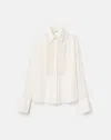 Lafayette 148 Silk Georgette Ruffled Tuxedo Blouse In Neutral